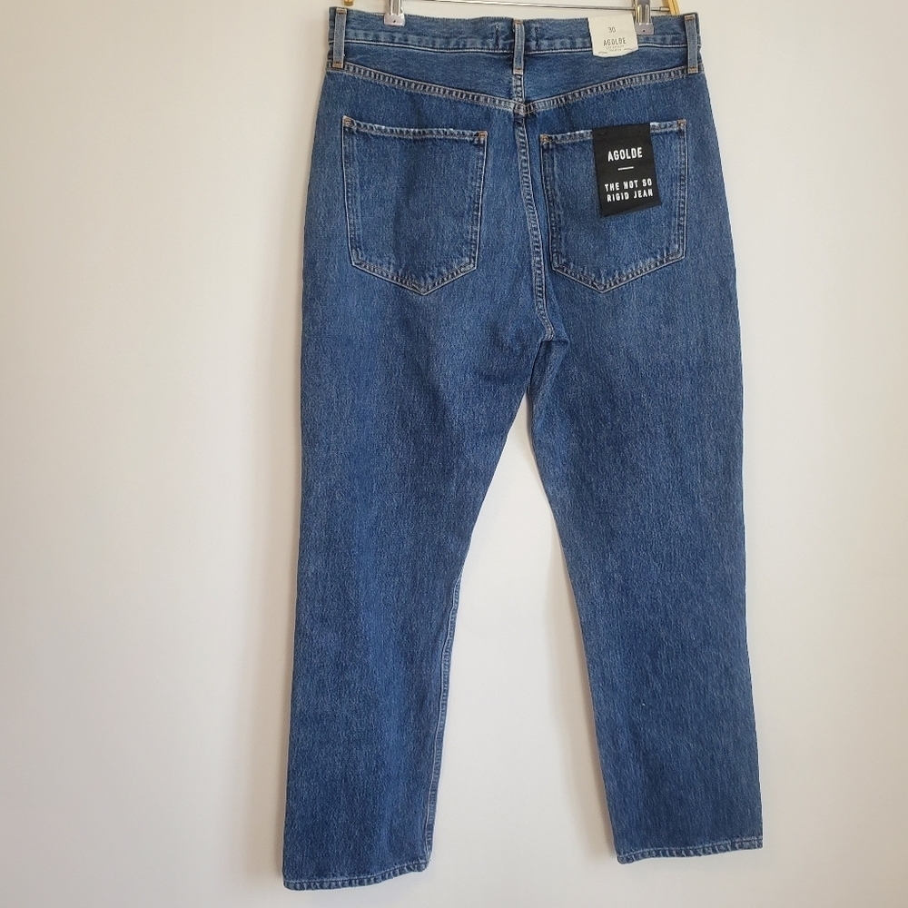 Agolde Riley Hi Rise Straight Crop Jeans In Air Blue - Picture 4 of 7